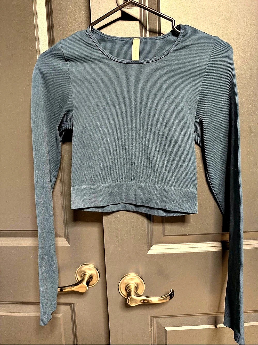 The Group by Babaton Long Sleeve Ribbed Top in Blue Size Medium Like New